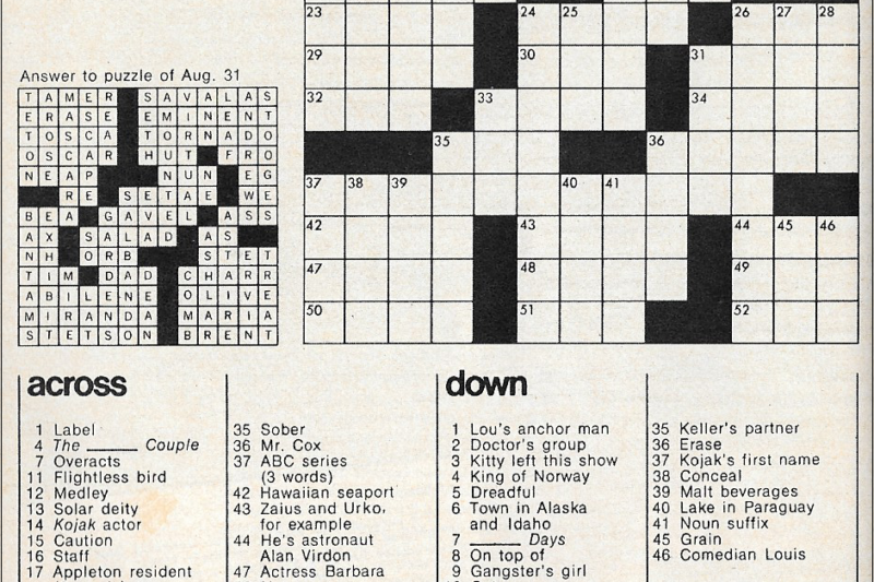 Printable Tv Guide Crossword Puzzles