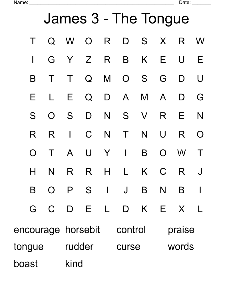 James 3 The Tongue Word Search WordMint