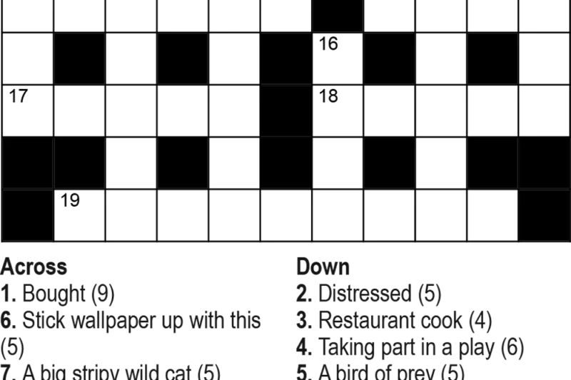 Junior Crossword Puzzles Printable