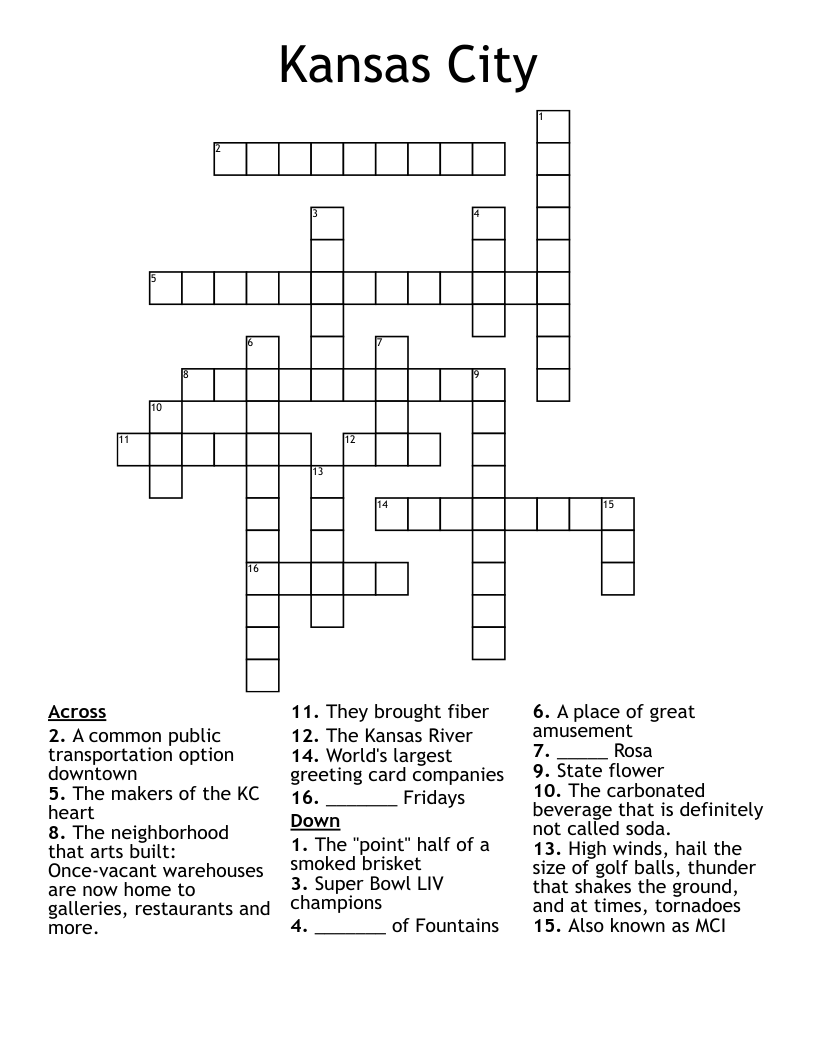 Kansas City Crossword WordMint