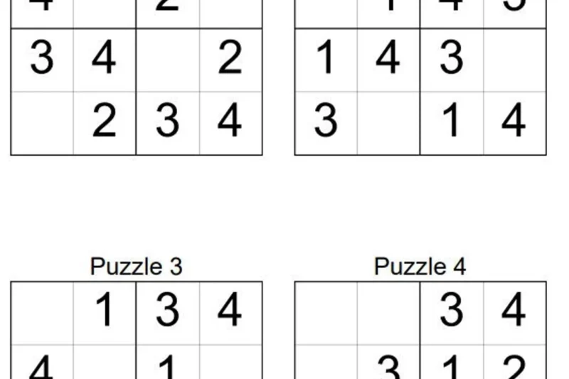 Sudoku Puzzle Worksheets For Kids