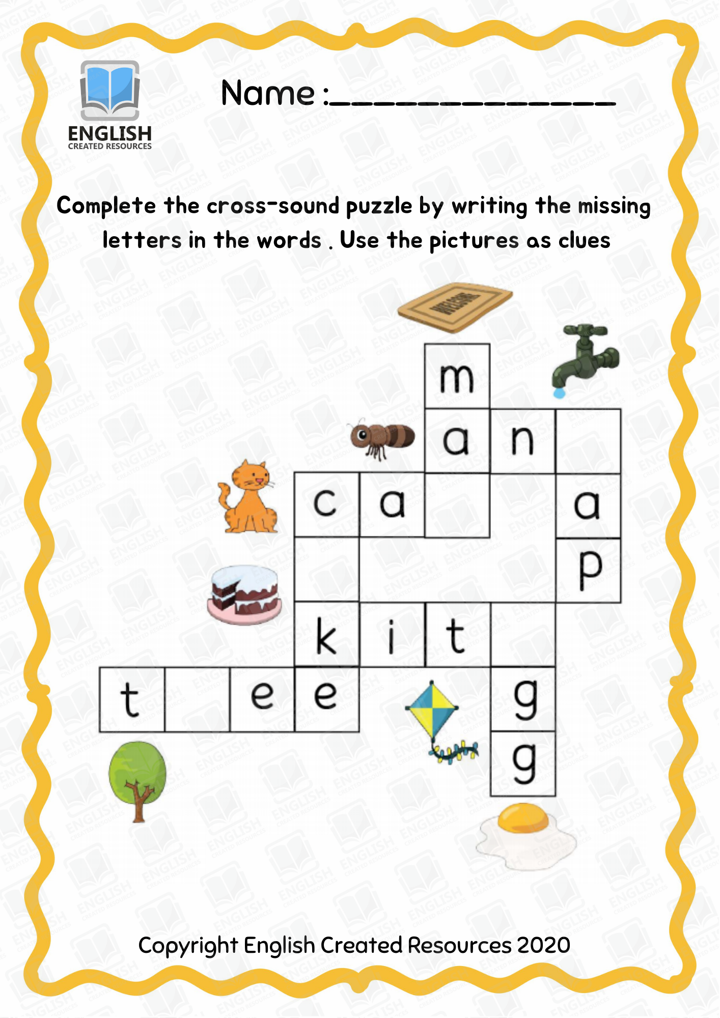 Kindergarten Crossword Puzzles Kindergarten Crossword Puzzles