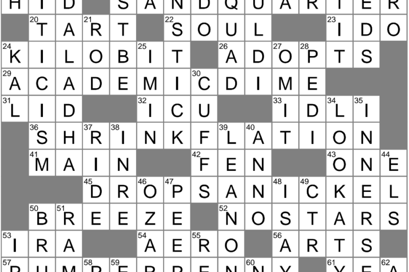 North Sea Feeder Crossword Puzzle