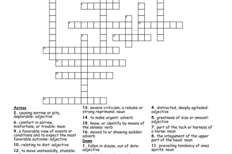 Crossword Puzzles For Language Arts