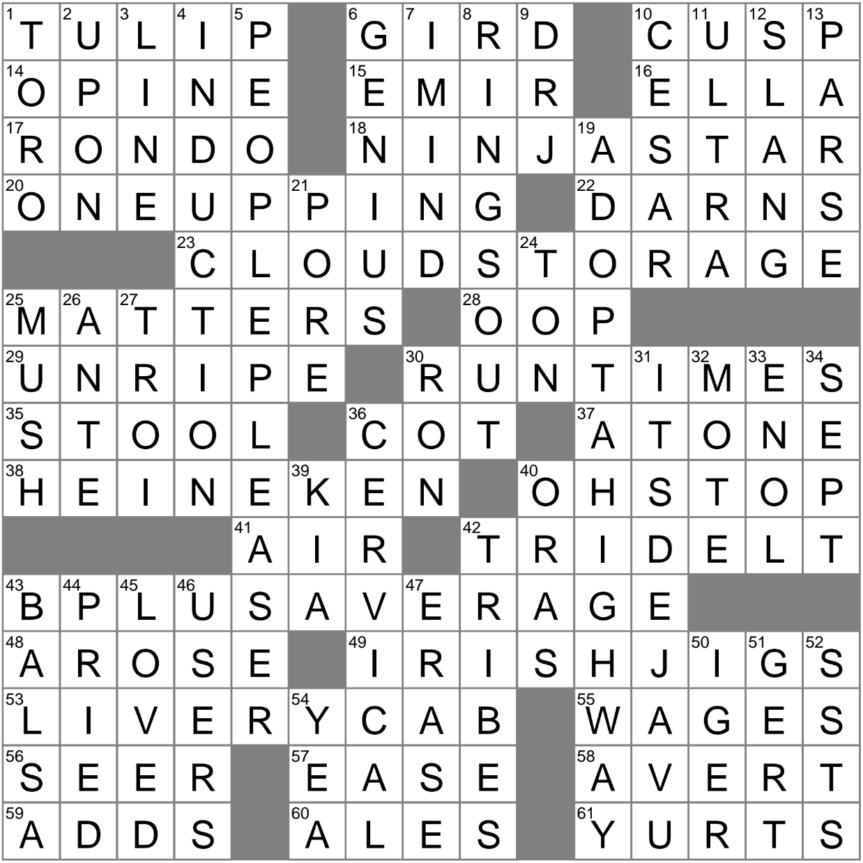 LAXCrossword Answers To The Los Angeles Times Crossword