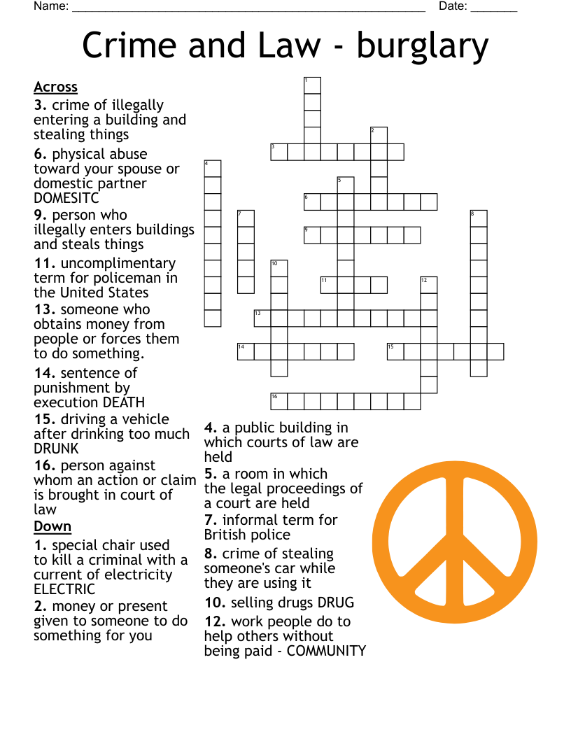 Legal Education 1 Worksheet WordMint