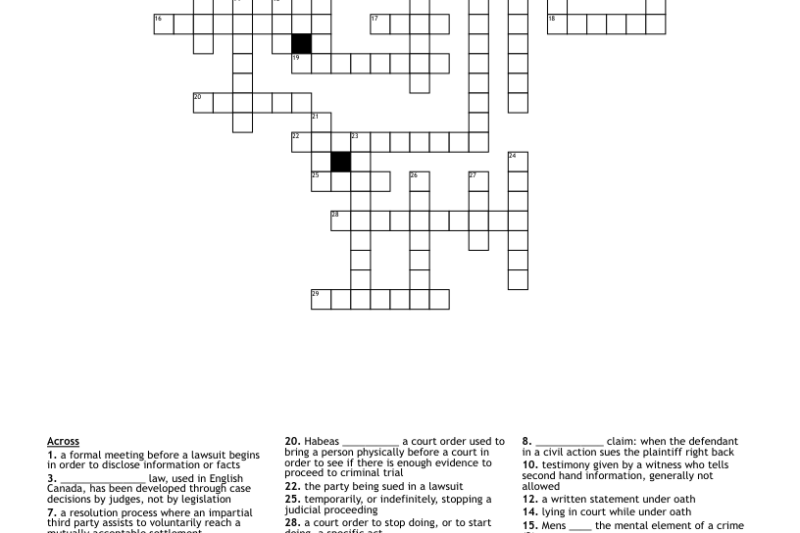 Legal Crossword Puzzle Clue