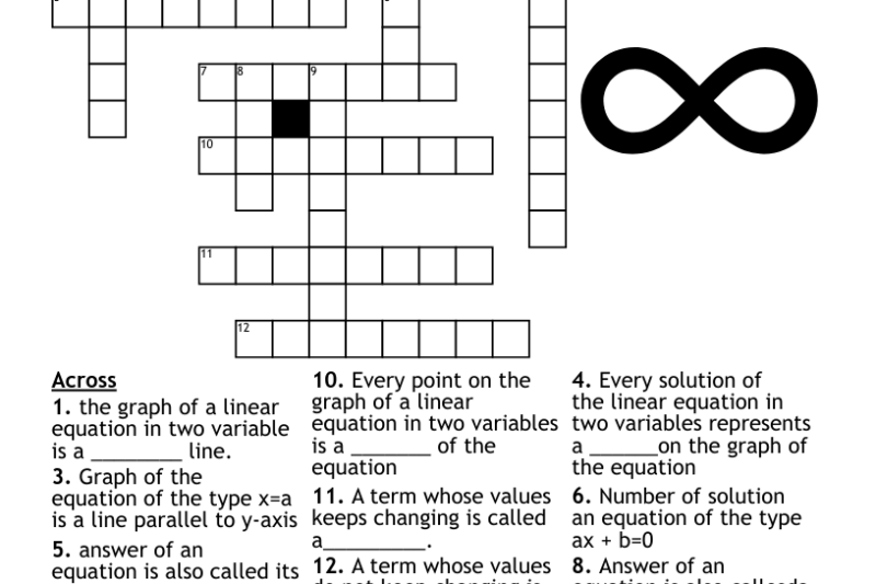 Printable Solving Equations Crossword Puzzle