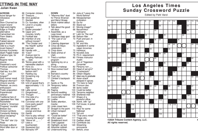 Los Angeles Times Crossword Puzzle Printable