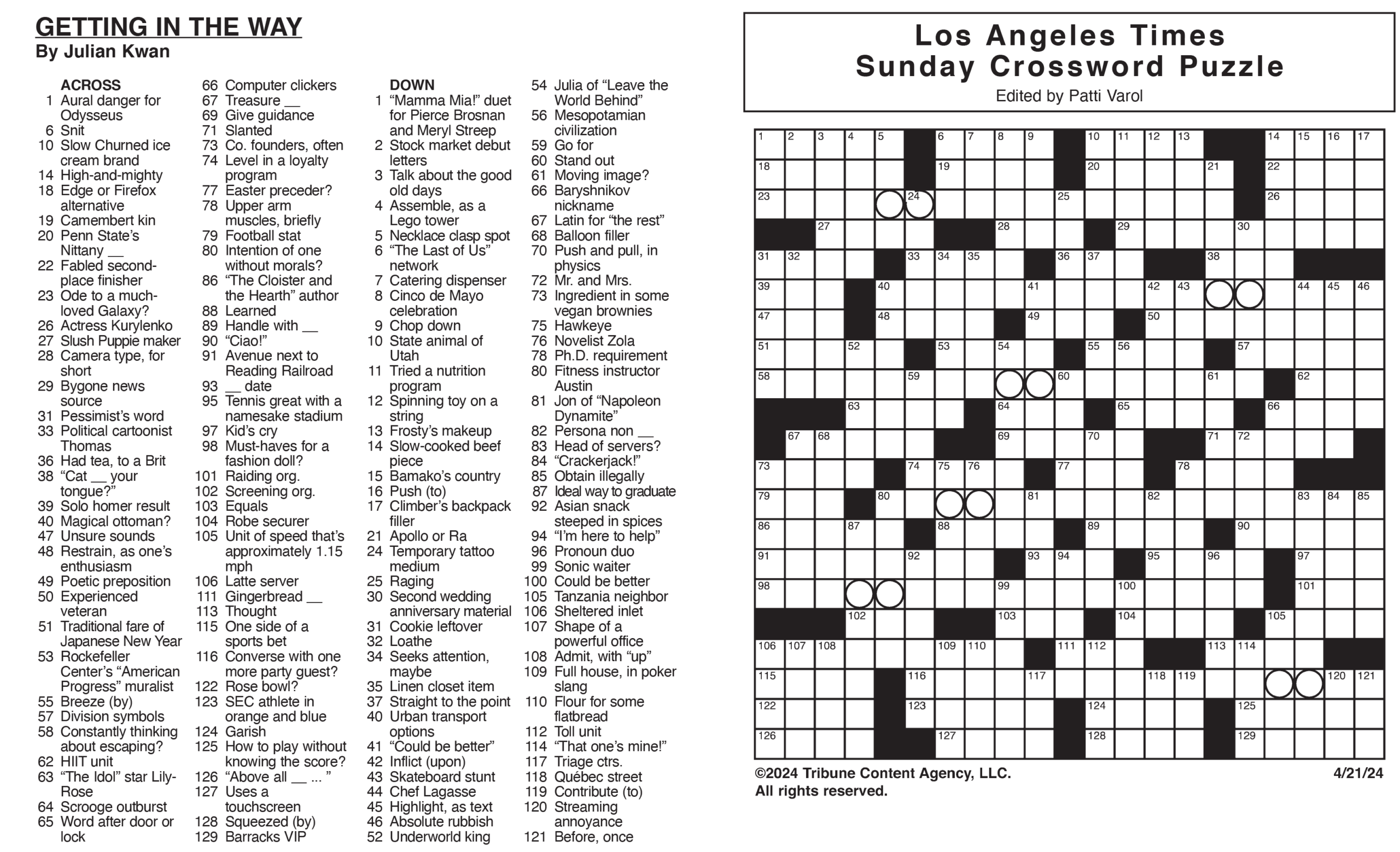 La Times Printable Crossword Puzzle La Times Printable Crossword Puzzle