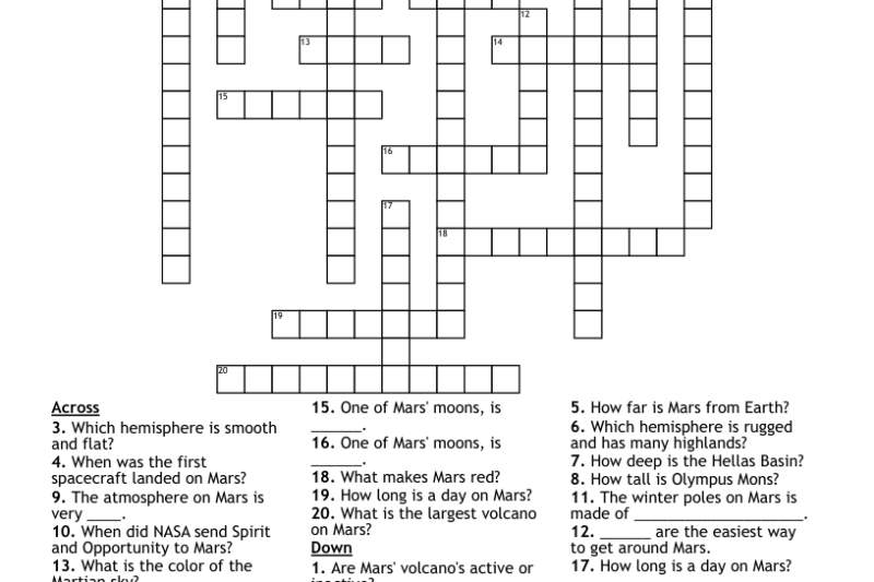 Mars Prefix Crossword Puzzle