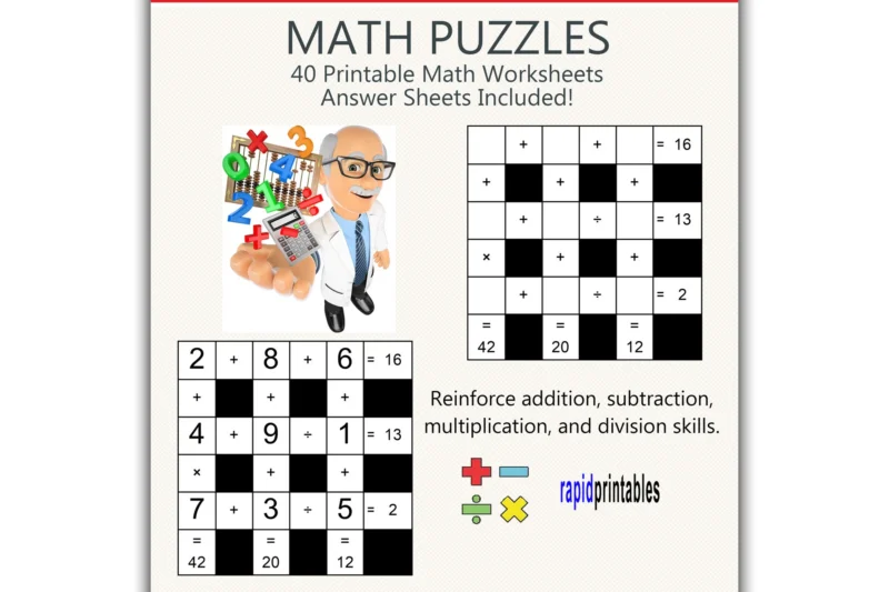 Math Worksheet With Picture Puzzles