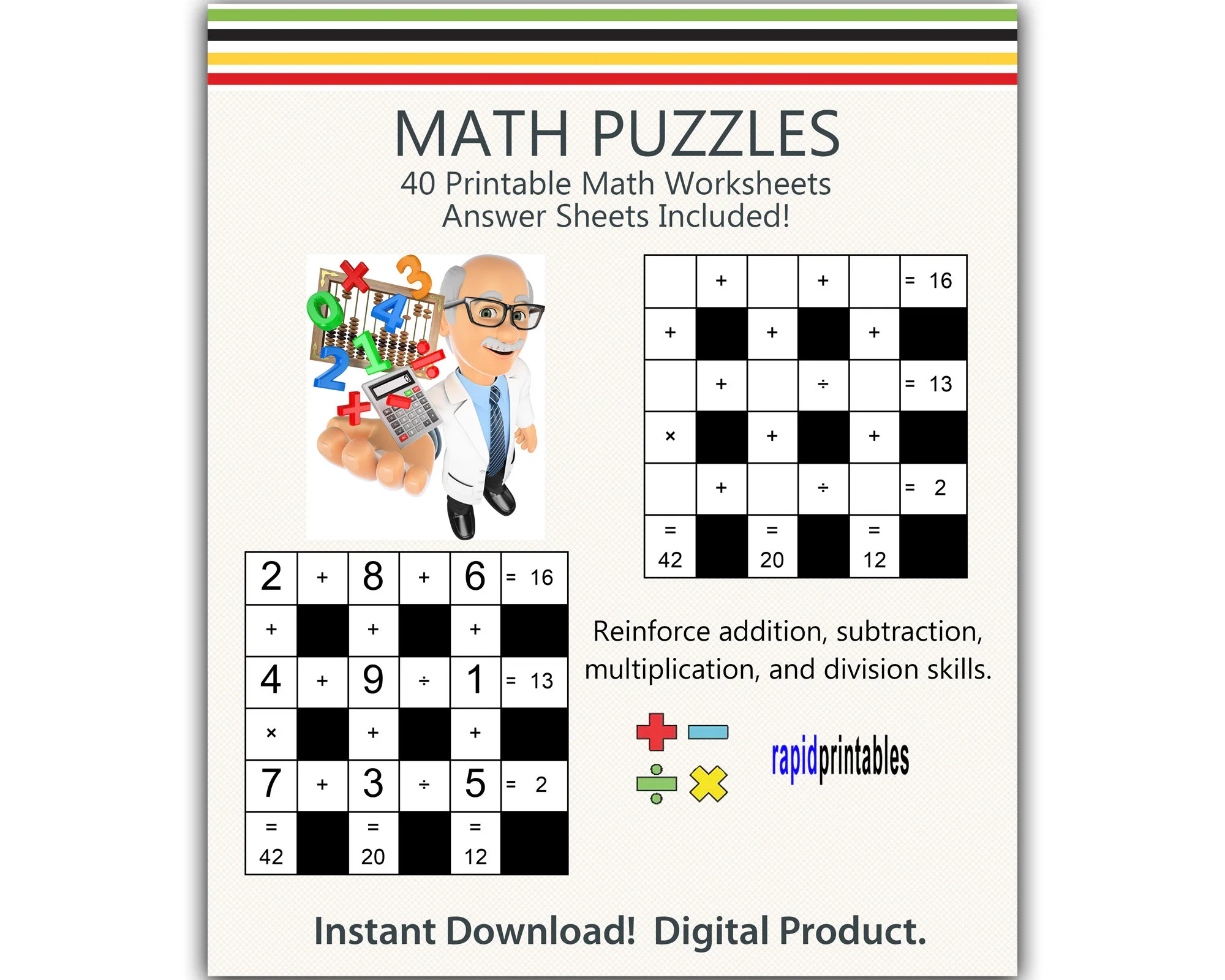 Math Worksheet With Picture Puzzles