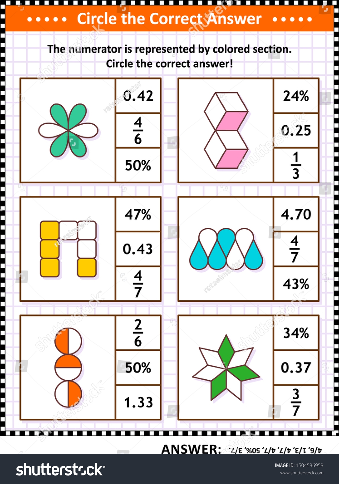 Math Puzzle Worksheet Task Cards School Stock Vector Royalty Free