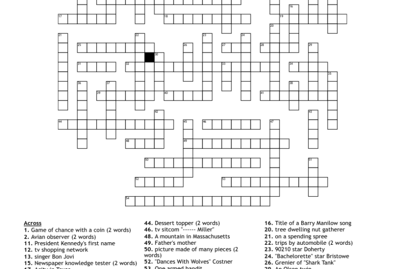 Printable May Crossword Puzzles