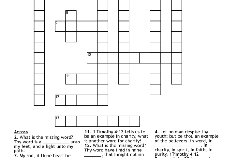 Printable Crossword Puzzles May Re Igious