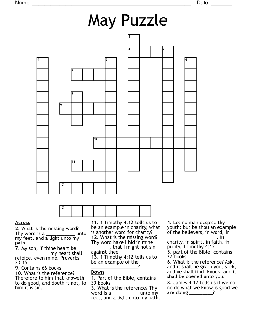 May Puzzle Crossword WordMint
