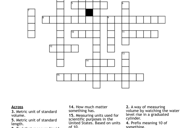 Measurement Crossword Puzzle Worksheet