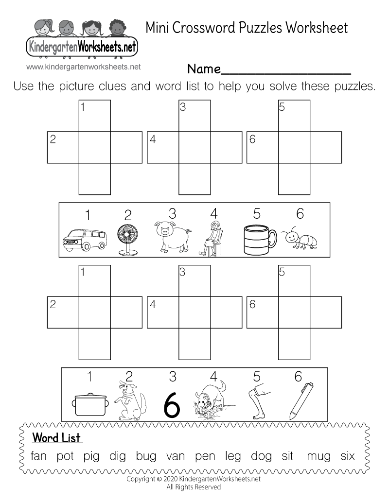 Mini Crossword Puzzles Worksheet Free Printable Digital U0026 PDF