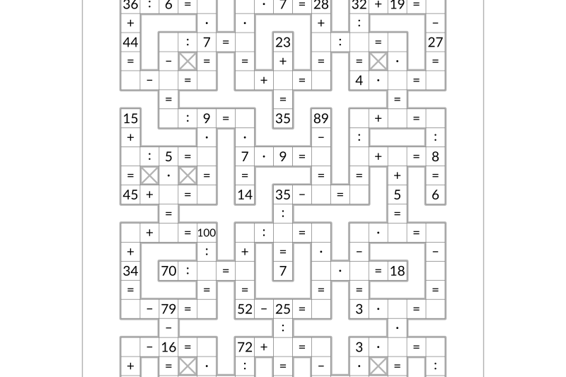Printable Math Crossword Puzzle