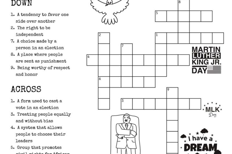 Mlk Crossword Puzzle Printable