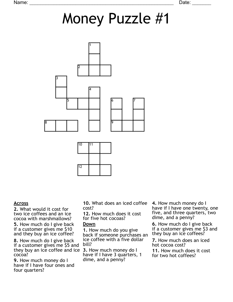 Money Puzzle 1 Crossword WordMint