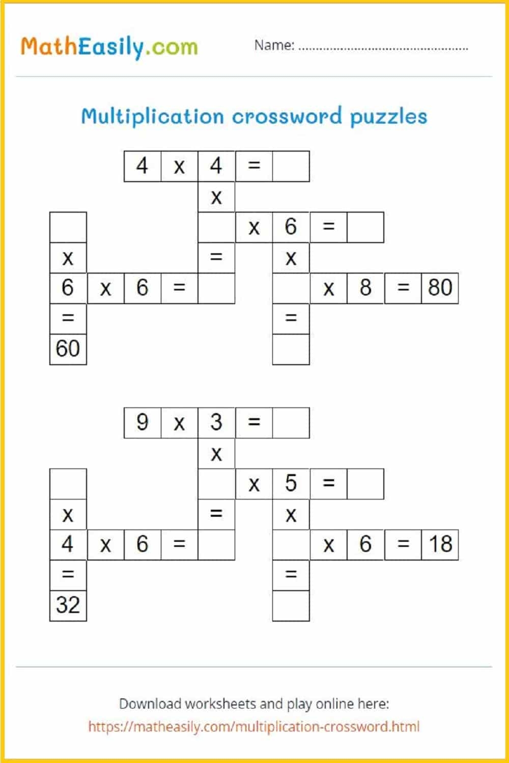 Multiplication Picture Puzzles