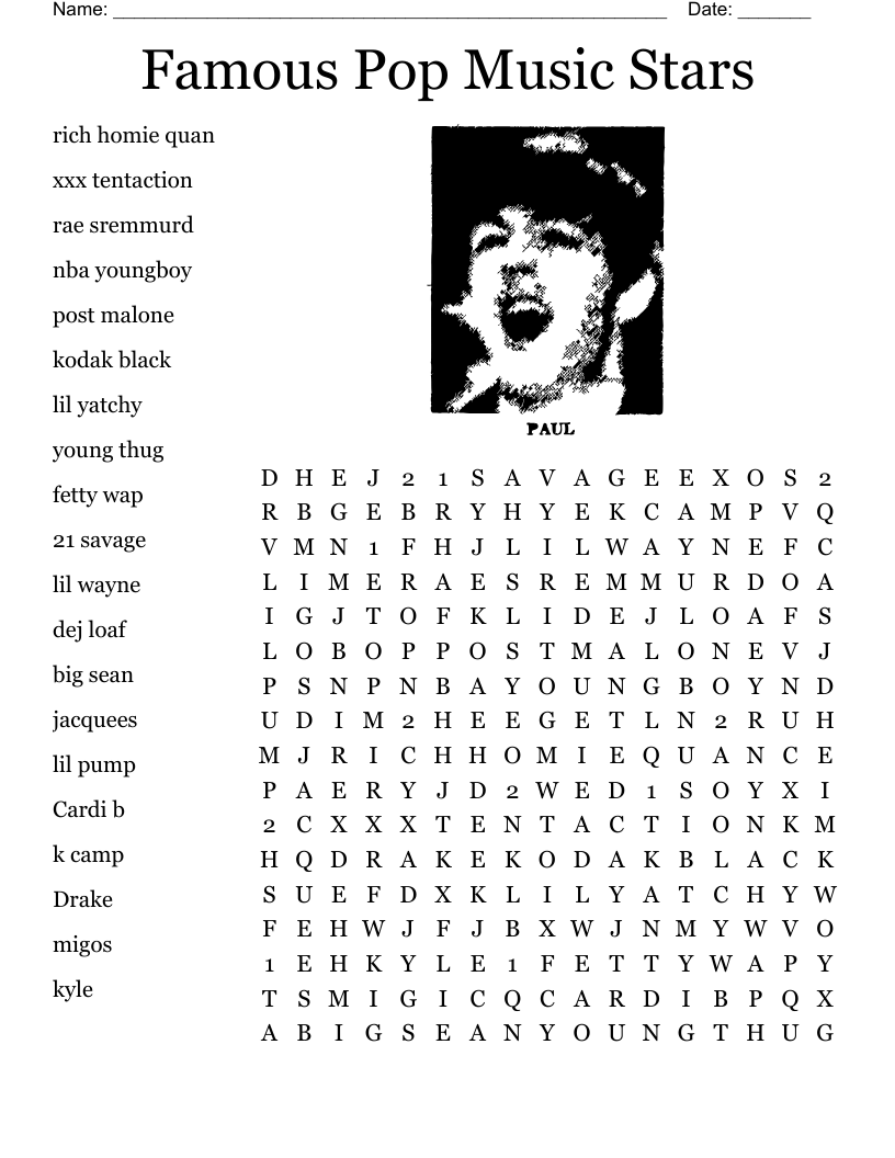 Music Artist Crossword WordMint