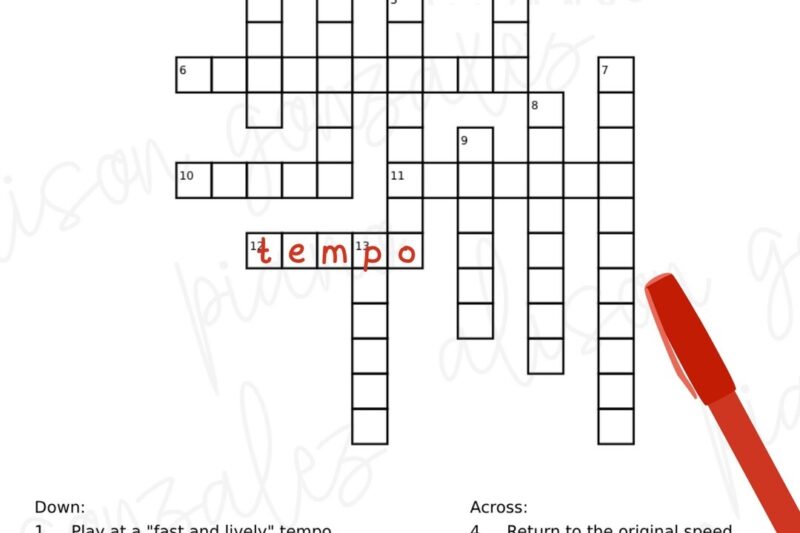 Fun Music Crossword Puzzles Printable