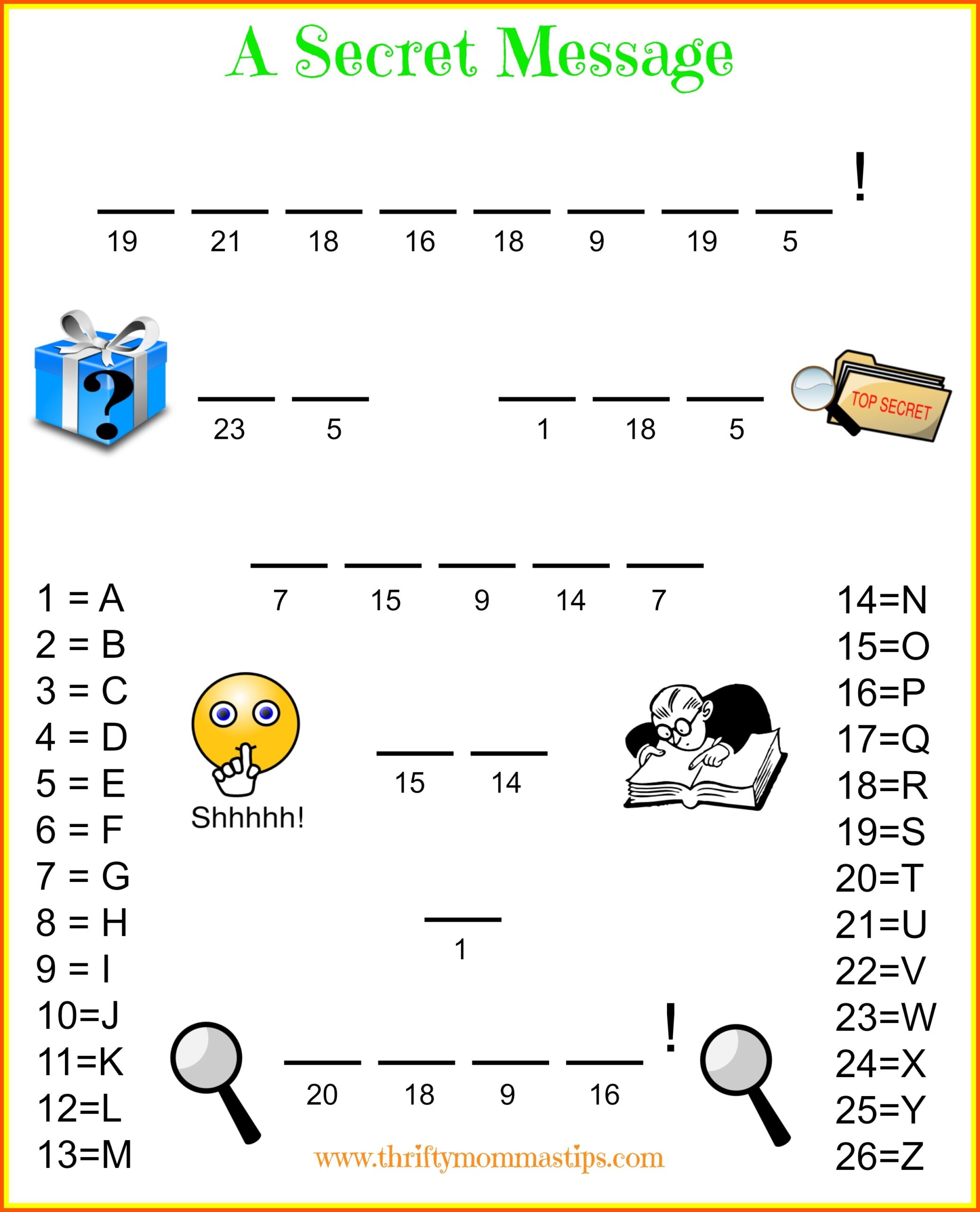 Secret Message Puzzle Worksheet