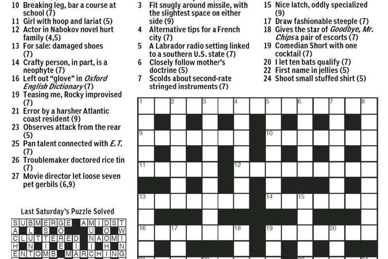 Nabokov Novel Crossword Puzzle Clue