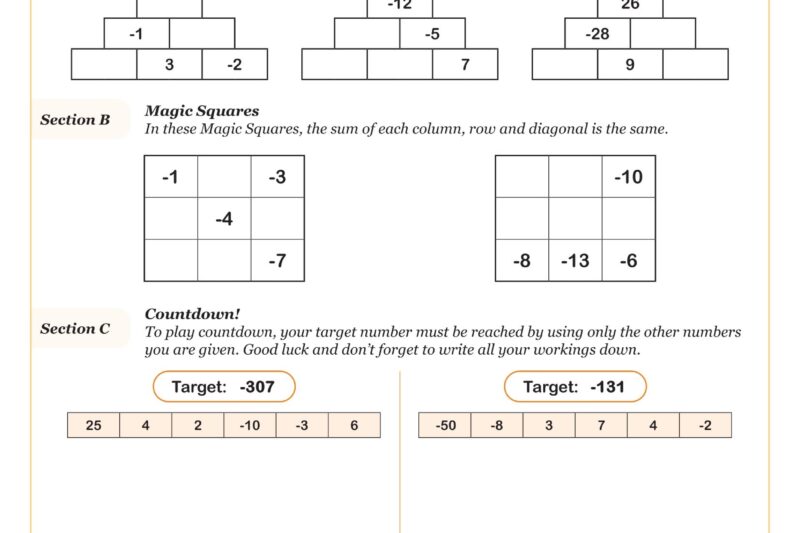 Positive Negative Integer Worksheet Puzzle