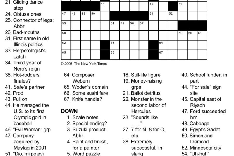Nytimes Crossword Puzzle Printable