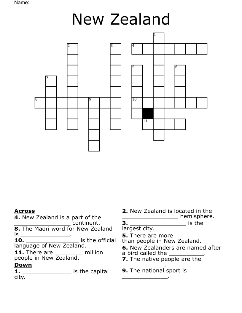 New Zealand Crossword WordMint
