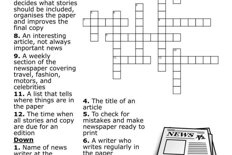 Free Newspaper Crossword Puzzles Printable