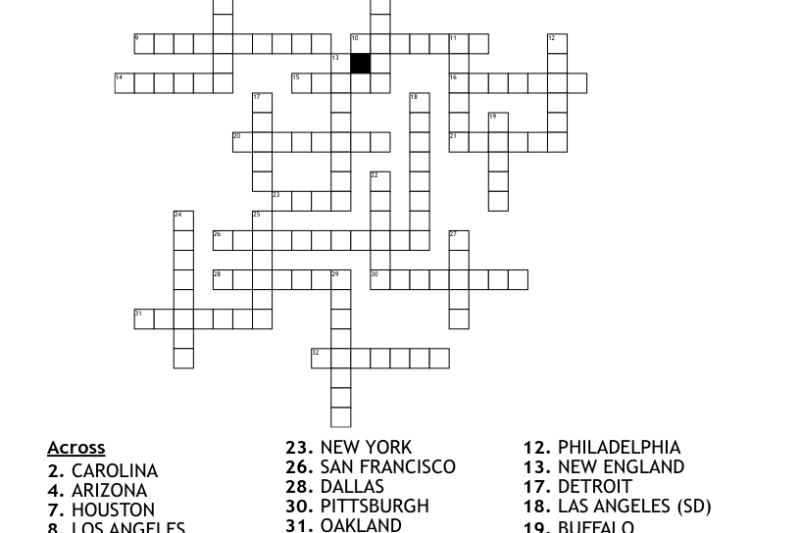 Nfl Teams Crossword Puzzle