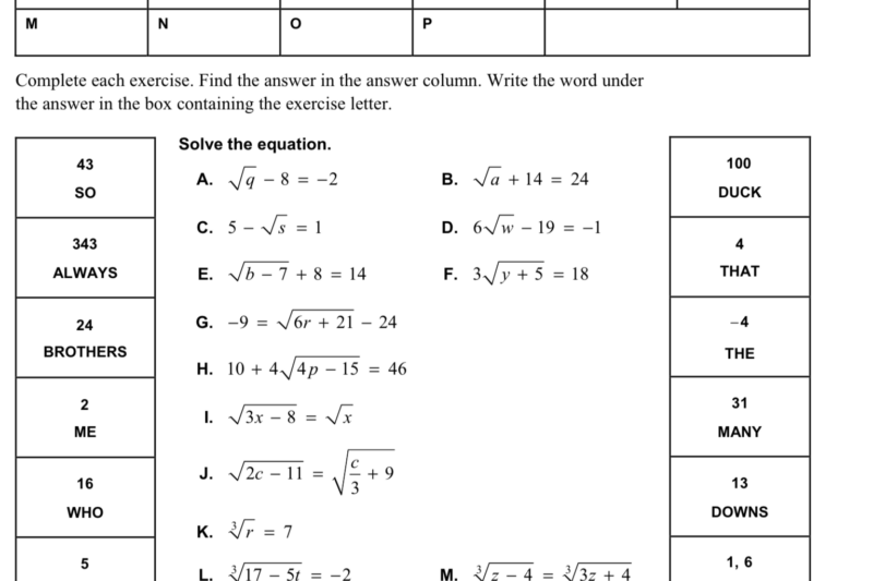 Math 7.1 Puzzle Time Worksheet
