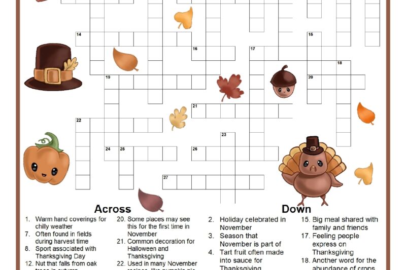November Puzzles Worksheets