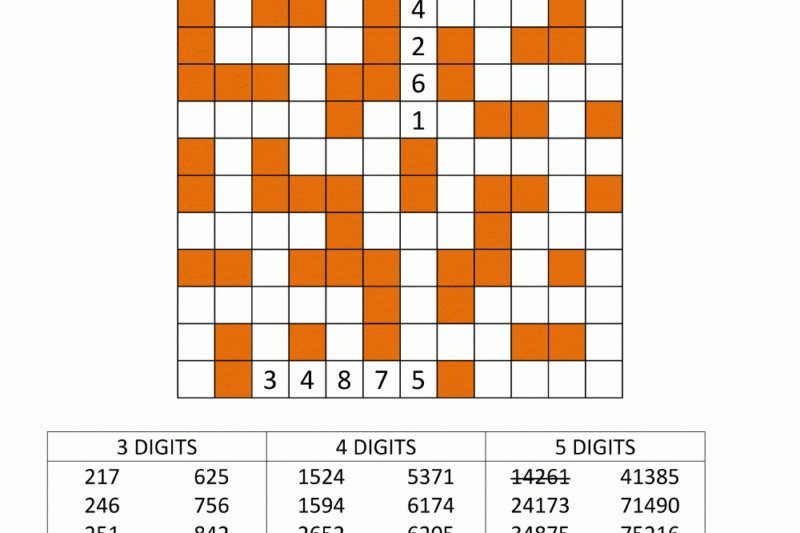 Number Crossword Puzzles Printable