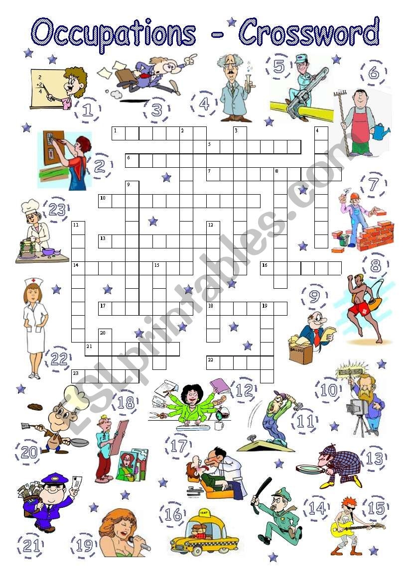 Occupations Crossword ESL Worksheet By Mish cz