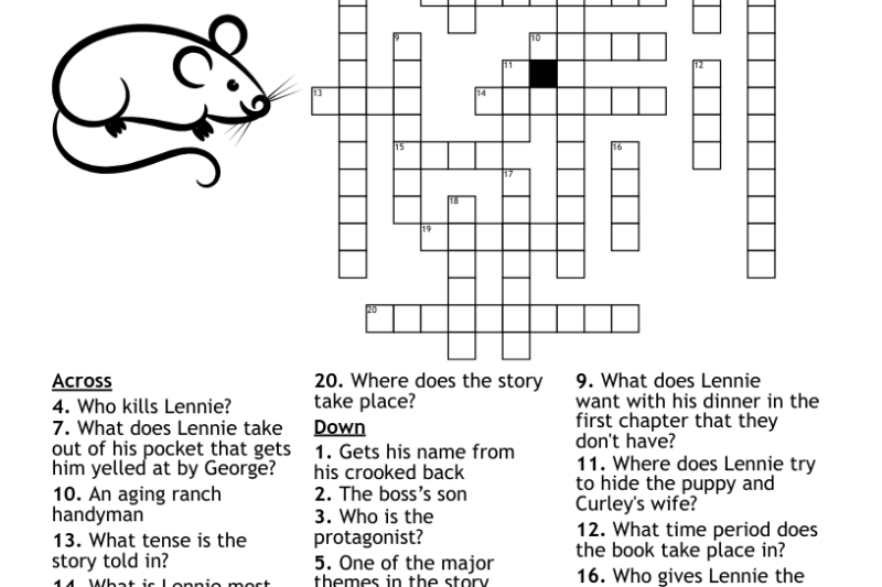 Crossword Puzzle Of Mice And Men