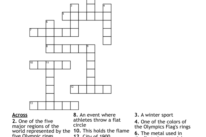 Olympic Crossword Puzzle Printable
