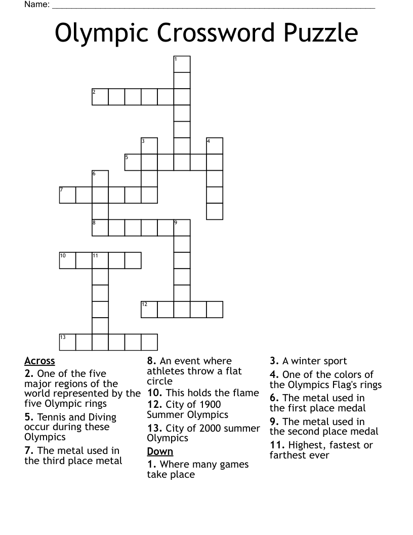 Olympic Crossword Puzzle WordMint