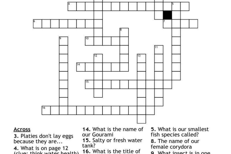Aquarium Fish Crossword Puzzle Clue