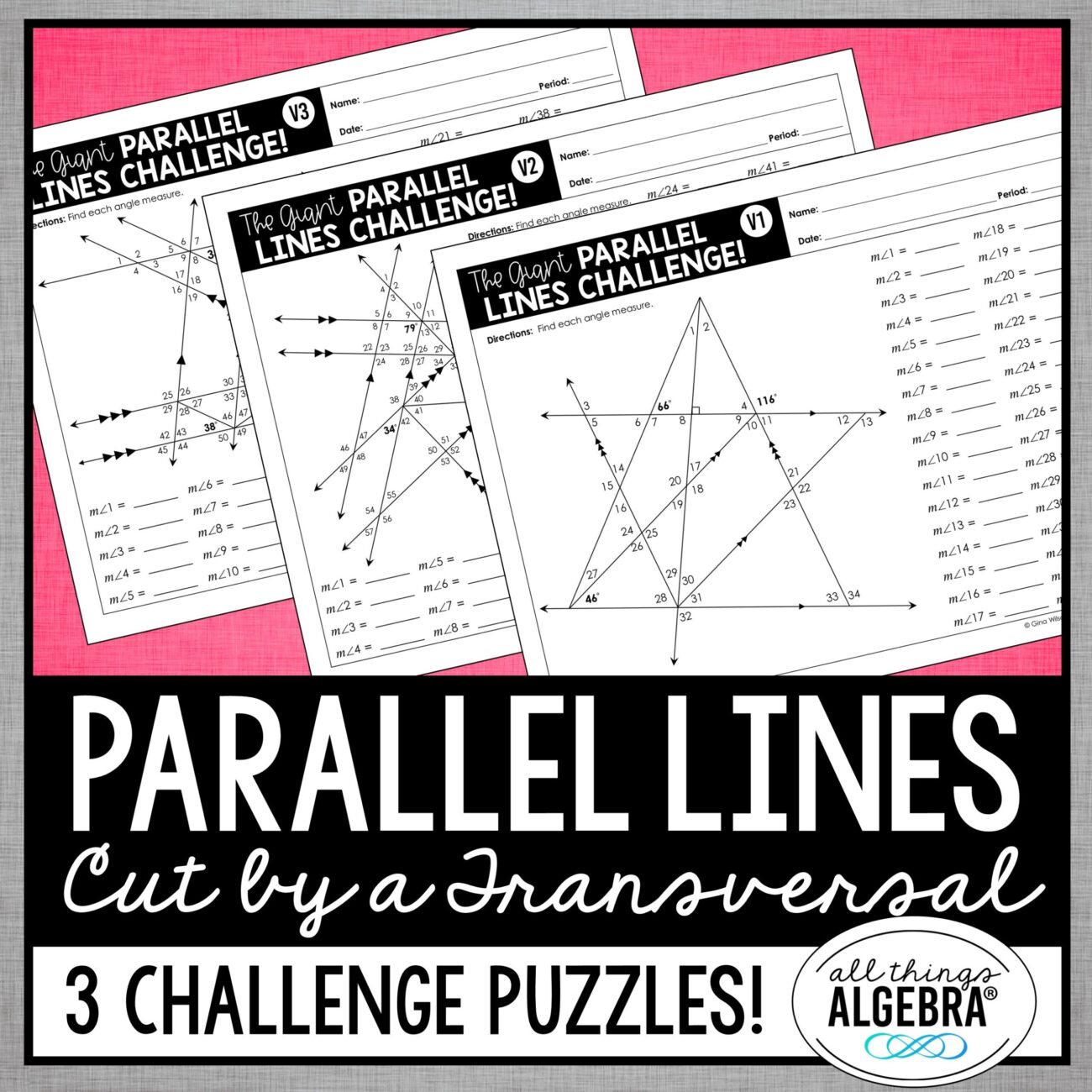 Parallel Lines Cut By A Transversal Challenge Puzzles