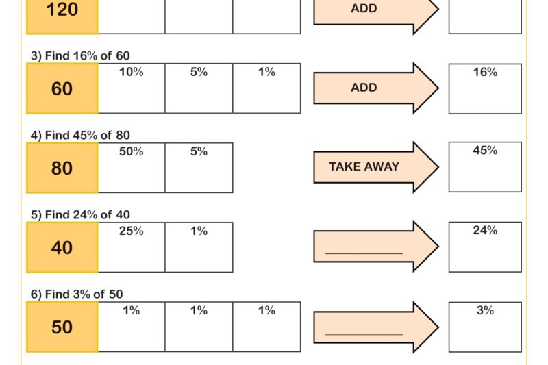 Percentage Puzzles Worksheets
