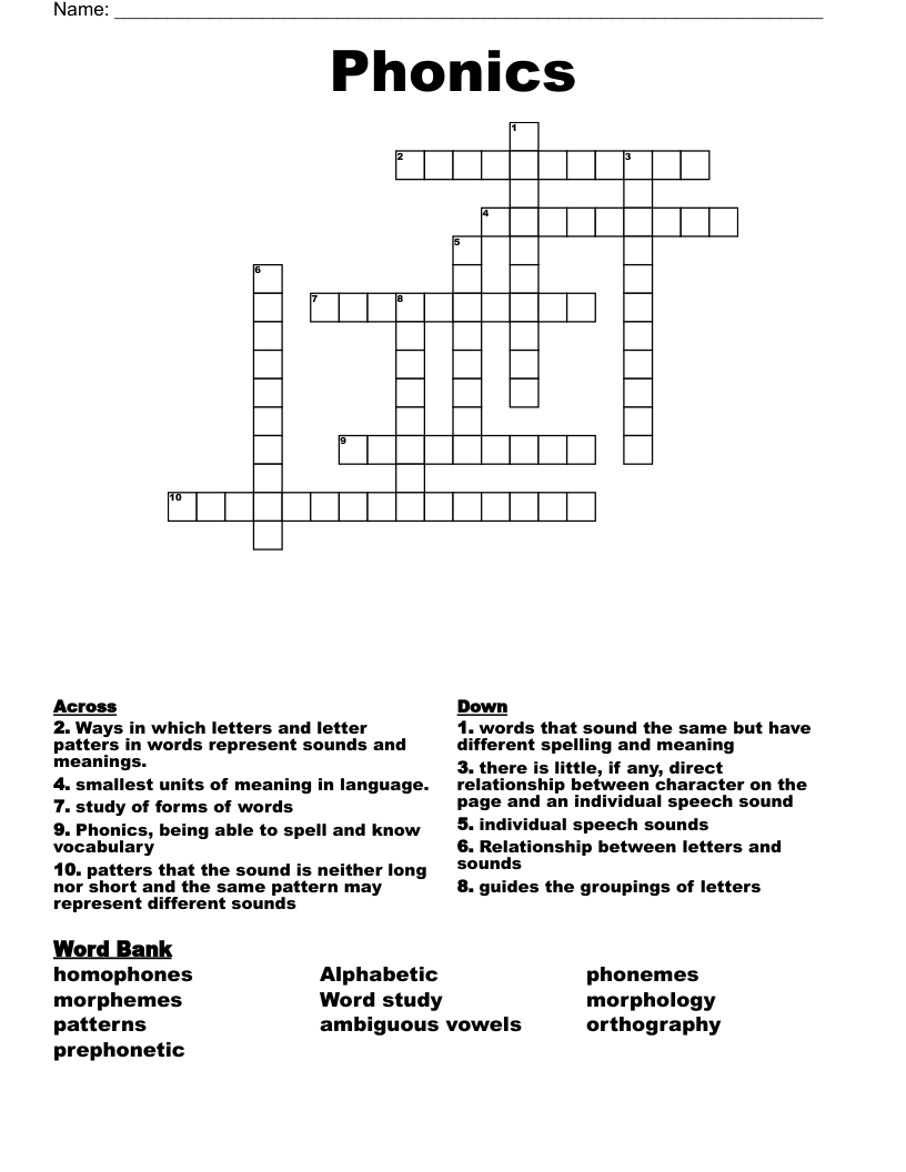 Phonics Crossword WordMint