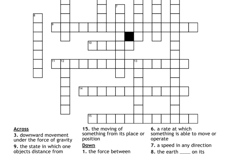 Physics Crossword Puzzles Printable With Answers