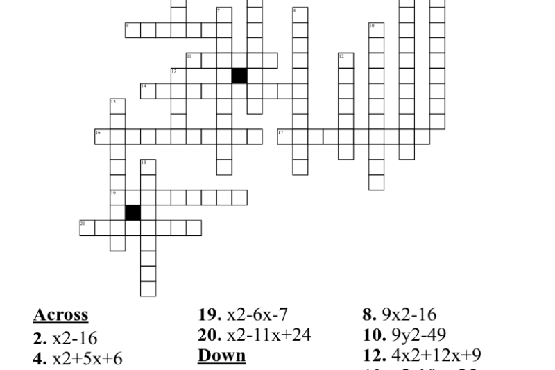 Factoring Puzzle Worksheet