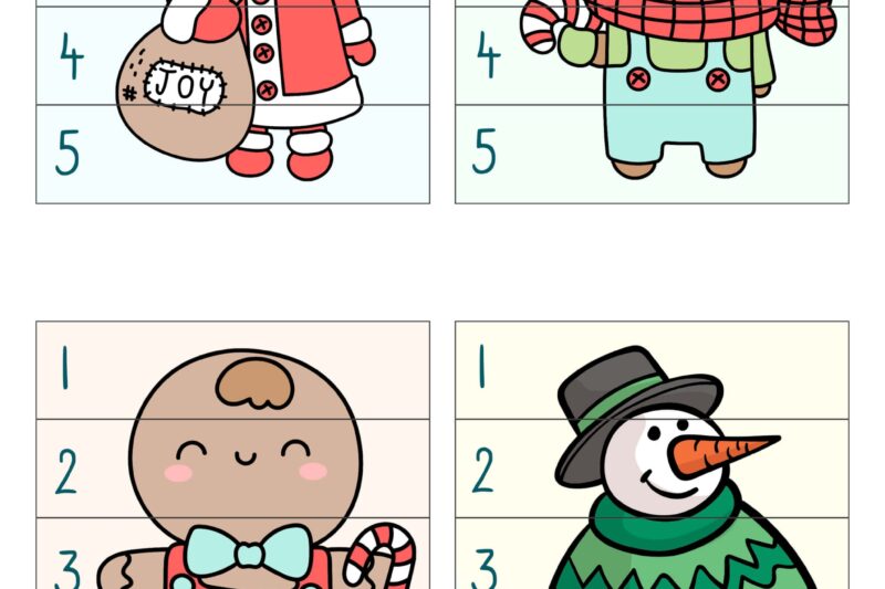 Christmas Preschool Puzzle Worksheets
